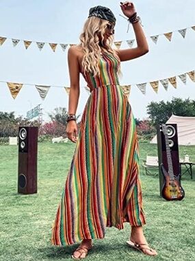 SHEIN Multicolor Striped Maxi Dress